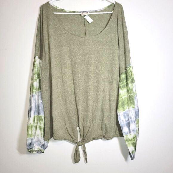 New TruSelf Boho Tie-Front Peasant Top 3X - Picture 1 of 10